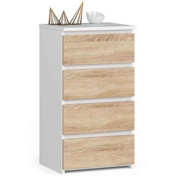 Kummut CL4, 4 sahtlit, valge, 40 × 74 × 35 cm