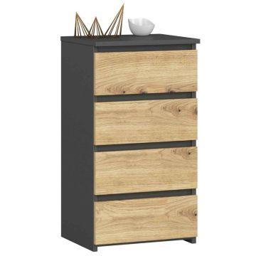 Kummut CL4, 4 sahtlit, halli/pruuni värvi, 40 × 74 × 35 cm