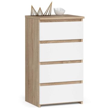 Kummut CL4, 4 sahtlit, pruuni/valget värvi, 40 × 74 × 35 cm