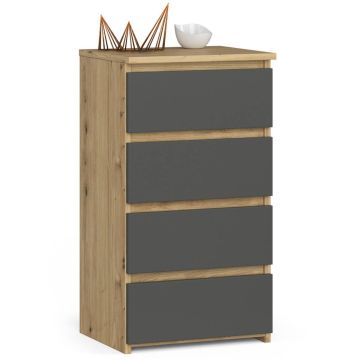 Kummut CL4, 4 sahtlit, pruuni/halli värvi, 40 × 74 × 35 cm