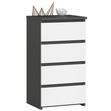 Kummut CL4/40, 4 sahtlit, hall/valge, 40 × 74 × 35 cm