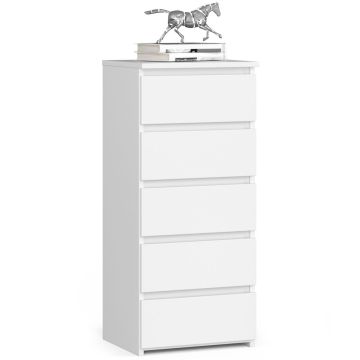 Kummut CL5, 5 sahtlit, Valge, 40 × 92 × 35 cm