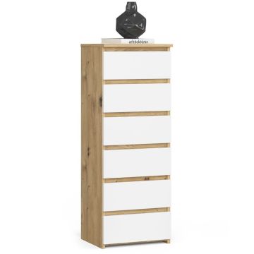 Kummut CL6/40, 6 sahtliga, valge/pruun, 40 × 109 × 35 cm