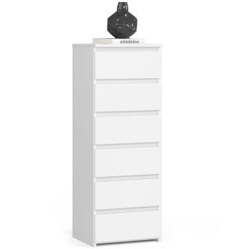 Kummut CL6, 6 sahtlit, Valge, 40 × 109 × 35 cm