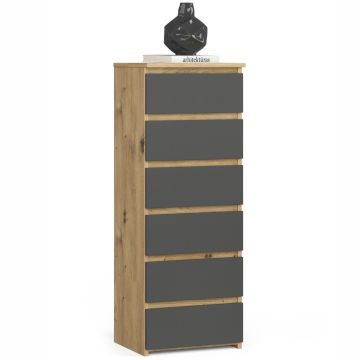 Kummut CL6, 6 sahtlit, pruun/hall, 40 × 109 × 35 cm