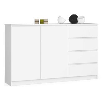 Kummut K013, 4 sahtlit, 2 ust, valge, 160 × 99 × 40 cm