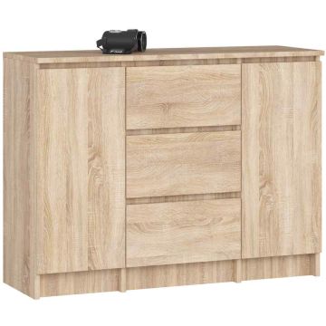 Kummut K100, 2 ukse ja 3 sahtliga, pruun, 101 × 76 × 35 cm