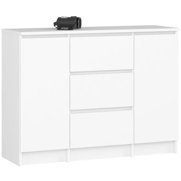 Kummut K100, 2 ust, 3 sahtlit, valge, 101 × 76 × 35 cm