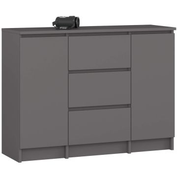 Kummut K100, 2 ust ja 3 sahtlit, hall, 101 × 76 × 35 cm