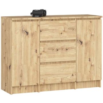 Kummut K100, 2 ust ja 3 sahtlit, pruun, 101 × 76 × 35 cm
