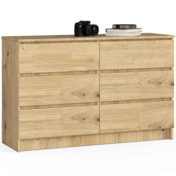Kummut K120, 6 sahtlit, pruun, 120 × 77 × 40 cm