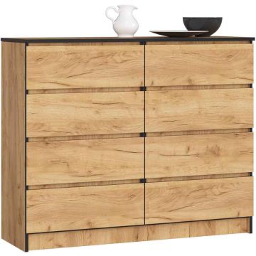 Kummut K120, 8 sahtlit, pruun, 120 × 99 × 40 cm