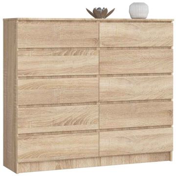 Kummut K140, 10 sahtliga, Pruun, 138 × 121 × 40 cm