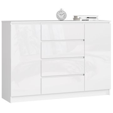 Kummut K140, 2 ust, 4 sahtlit, valge, 138 × 99 × 40 cm