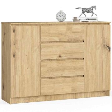 Kummut K140, 2 ust, 4 sahtlit, Pruun, 138 × 99 × 40 cm