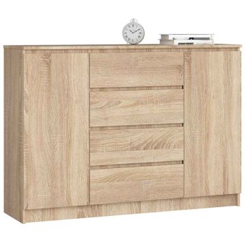 Kummut K140, 2 ust ja 4 sahtlit, Pruun, 138 × 99 × 40 cm