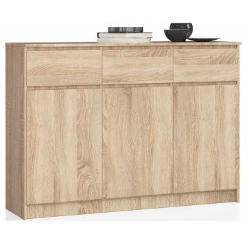 Kummut K140, 3 ust, 3 sahtlit, Pruun, 138 × 99 × 40 cm