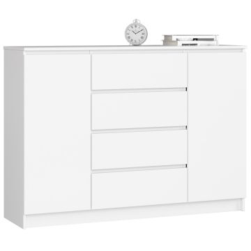 Kummut K140 CLP, 2 ust ja 4 sahtlit, Valge, 138 × 99 × 40 cm