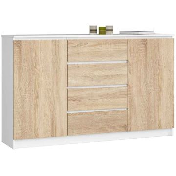 Kummut K160, 2 ust ja 4 sahtlit, valge ja pruun, 160 × 99 × 40 cm