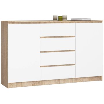 Kummut K160, 2 ust ja 4 sahtlit, pruun/valge, 160 × 99 × 40 cm