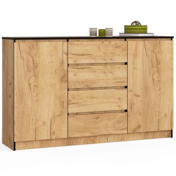 Kummut K160, 2 ust ja 4 sahtlit, pruun, 160 × 99 × 40 cm