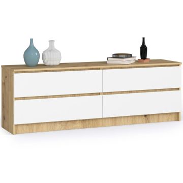Kummut K160, 4 sahtlit, tamme/valge, 160 × 55 × 40 cm