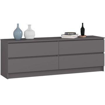 Kummut K160 4SZ, 4 sahtlit, hall, 160 × 55 × 40 cm