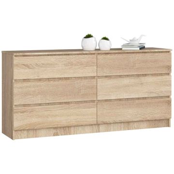 Kummut K160, 6 sahtlit, pruun, 160 × 77 × 40 cm