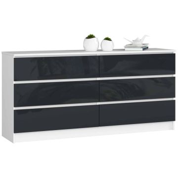 Комод NORE K160 с 6 ящиками, бело-серый