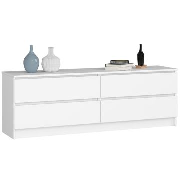 Kummut K160 CLP, 4 sahtliga, Valge, 160 × 55 × 40 cm