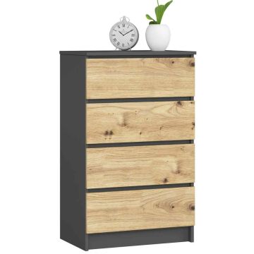 Kummut K60, 4 sahtlit, hallikas/mitmevärviline, 60 × 99 × 40 cm