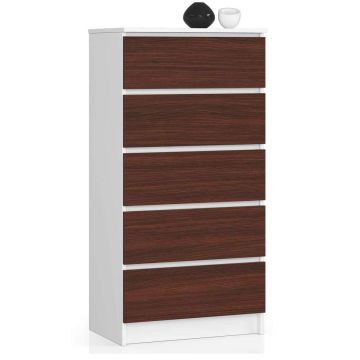 Kummut NORE K60 5 sahtliga, valge/tumepruun