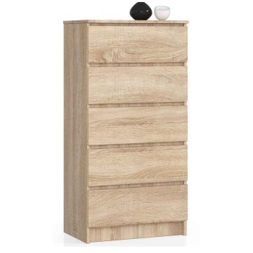 Kummut K60 CLP, 5 sahtlit, Tamm, 60 × 121 × 40 cm
