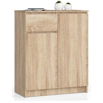 Kummut K80, 2 ust ja 1 sahtel, Pruun, 80 × 99 × 40 cm