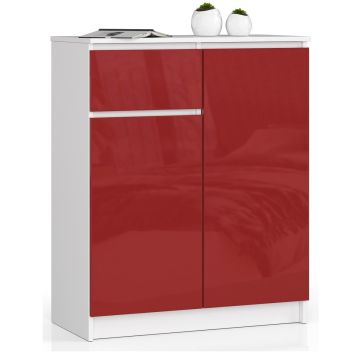 Kummut K80 CLP, 2 ust ja 1 sahtel, valge/punane, 80 × 99 × 40 cm
