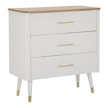 Kummut Matera, 3 sahtlit, valge/pruun, 78 × 80 × 37 cm