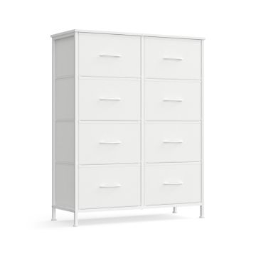 SONGMICS LGS124BH04 Chest of Drawers, 8 Drawers, White, 76.7 × 95.2 × 30 cm