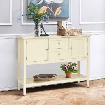 Chest of drawers, With 2 drawers and a cabinet, White, 117 × 86.5 × 38 cm