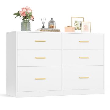 VASAGLE CUSTOS chest of drawers, 6 drawers, White, 40 × 78 × 119 cm