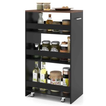 Compact trolley with wheels, 4 levels, 47.5x30x80.5 cm, black+vintage