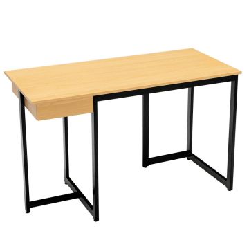 Computer desk, 1 drawer, Black/brown/multicolor, 121.92 × 76.2 × 55.88 cm