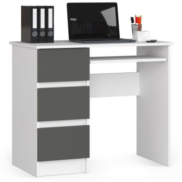 Arvutilaud A-6, 3 sahtlit, valge/halli värvi, 90 × 77 × 50 cm