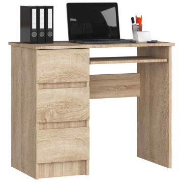Arvutilaud A-6 CLP, vasakpoolne, 3 sahtlit, pruun, 90 × 77 × 50 cm