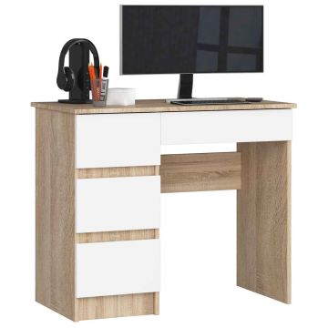 Arvutilaud A-7 CLP, vasakpoolne, 4 sahtlit, tammevalge, 90 × 77 × 50 cm