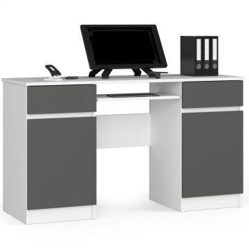 Arvutilaud A5, 2 sahtlit, valge/halli värvi, 135 × 77 × 50 cm