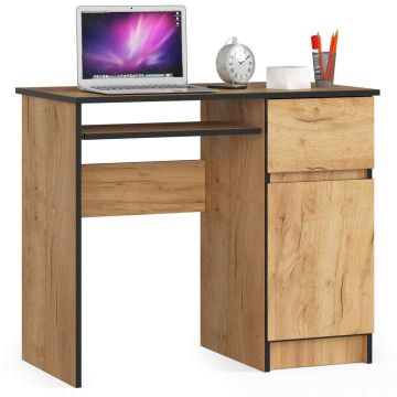Arvutilaud Piksel, parempoolne, 1 sahtel, pruun, 90 × 77 × 50 cm
