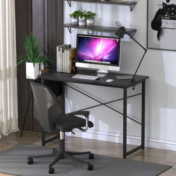 Computer desk with side storage, left, Black, 101.6 × 50.8 × 76.2 cm