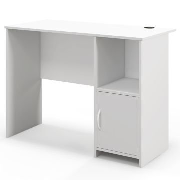 Computer desk, With cabinet and open shelf, White, 106.68 × 77.47 × 49.53 cm
