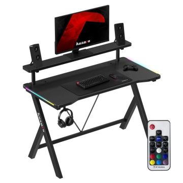 Компьютерный игровой стол Huzaro Hero 1.9 RGB, с полкой, 134 × 8 × 78 см