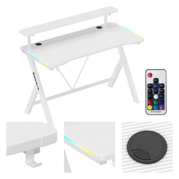 Arvutimängulaud Huzaro Hero 1.9 RGB, riiuliga, 134 × 8 × 78 cm